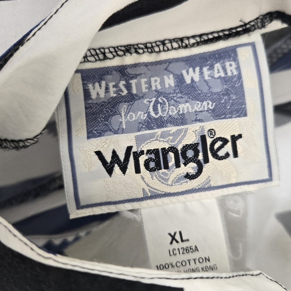 Wrangler Vintage Western Sleeveless Crop Top Black Blue White Navajo Print XL - Picture 4 of 6